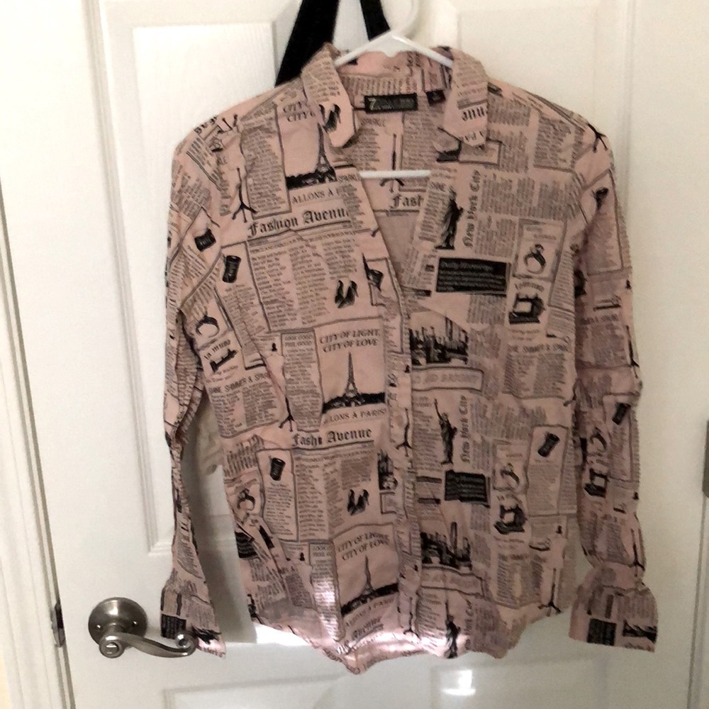 7th avenue New York &company , pink with newsprint, size S